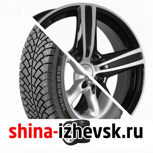 Колесо в сборе BF Goodrich G Force Stud 205/55 R16 Q 94 + СКАД Адмирал 6.5xR16 5×114.3 ET45 DIA60.1 Черный глянцевый с полированной лицевой поверхностью в Ижевске